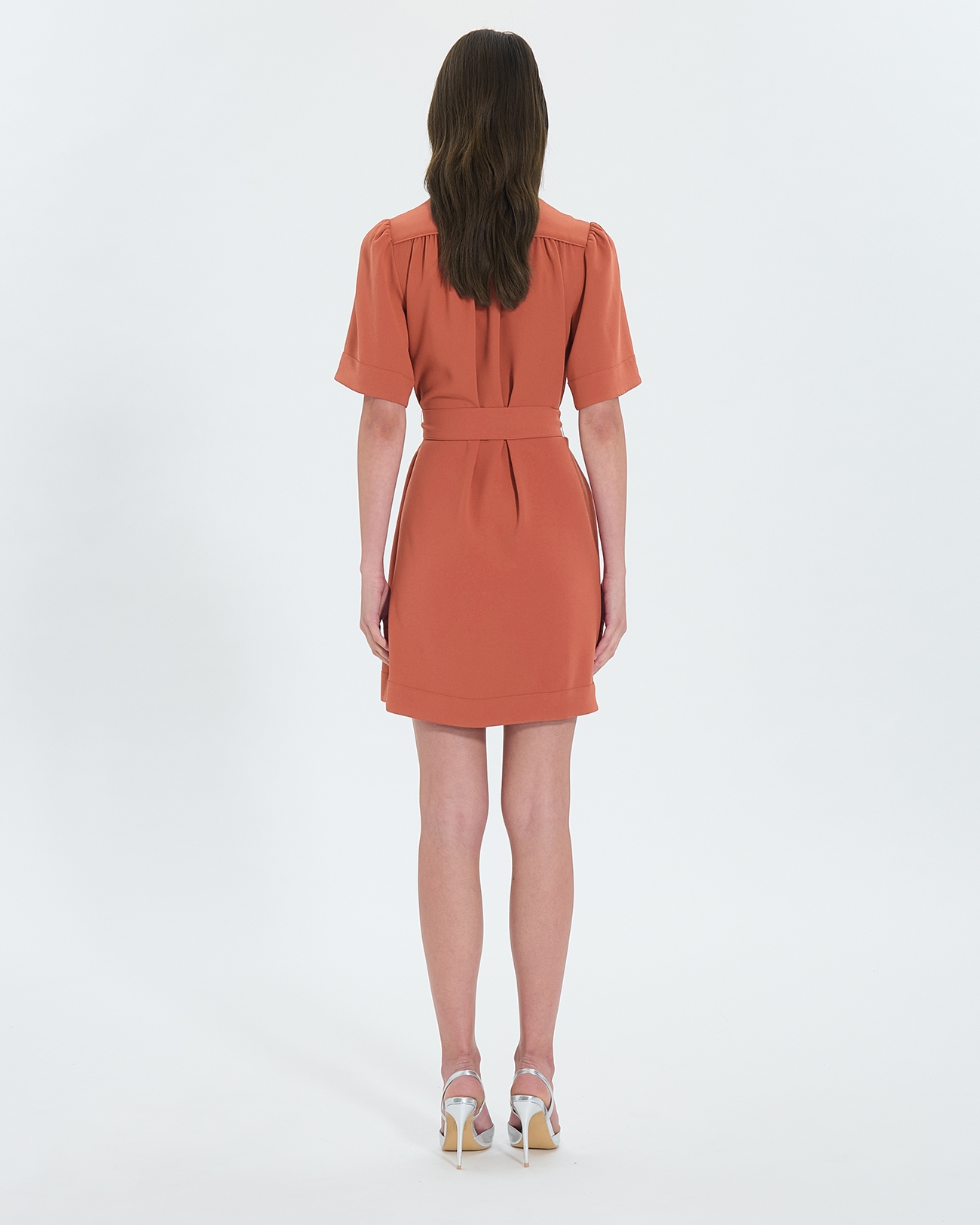 Robe Retie Robe droite en cr&ecirc;pe brique ZAPA