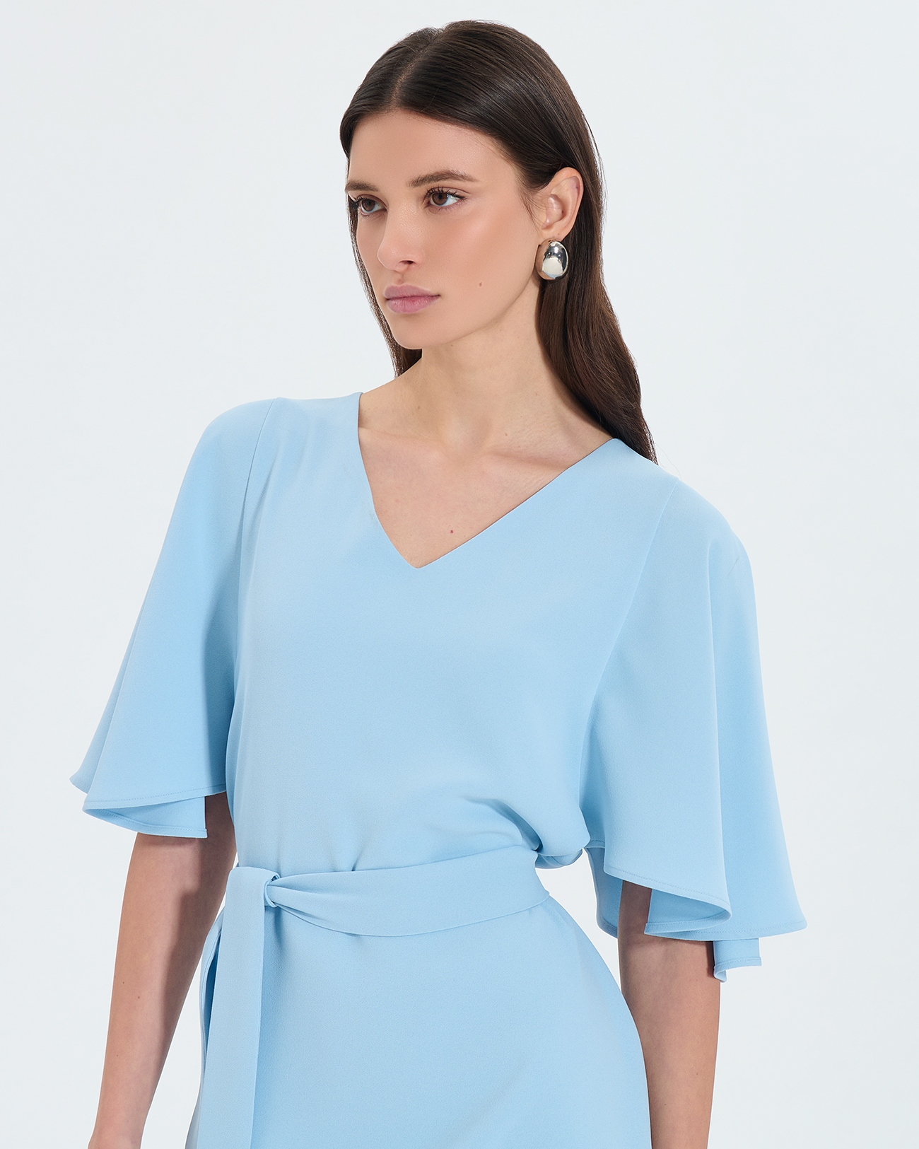 Robe Rubilinda Robe courte en cr&ecirc;pe bleu ciel ZAPA