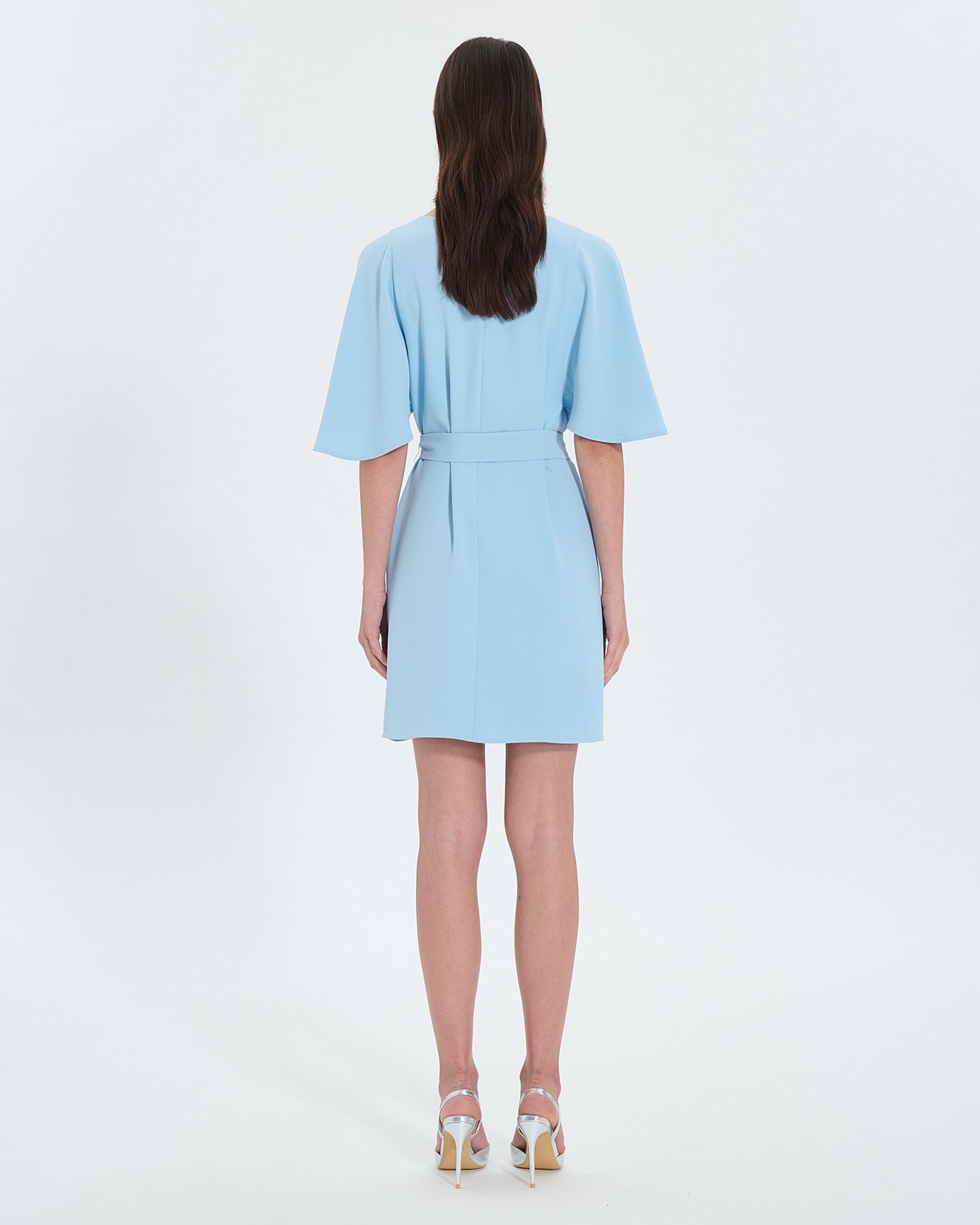 Robe Rubilinda Robe courte en cr&ecirc;pe bleu ciel ZAPA