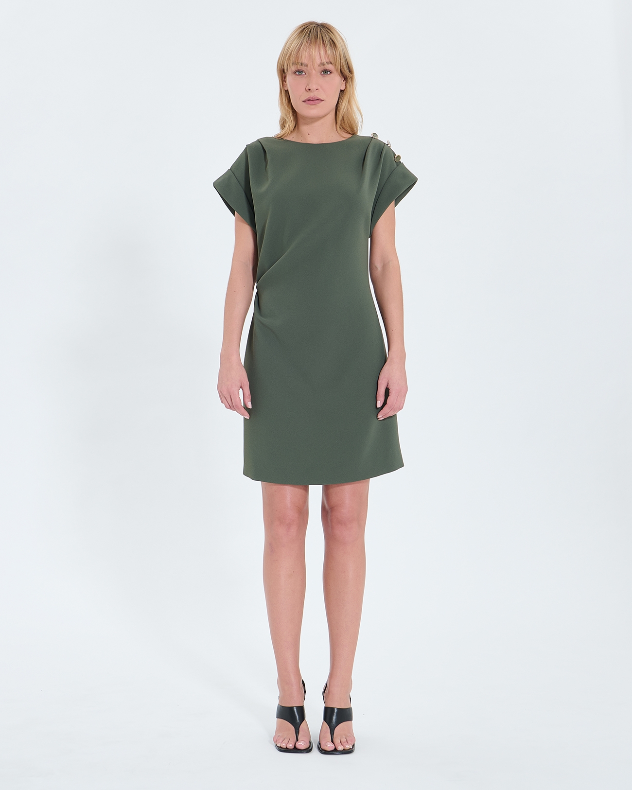 Robe Rehina Robe courte en cr&ecirc;pe kaki ZAPA