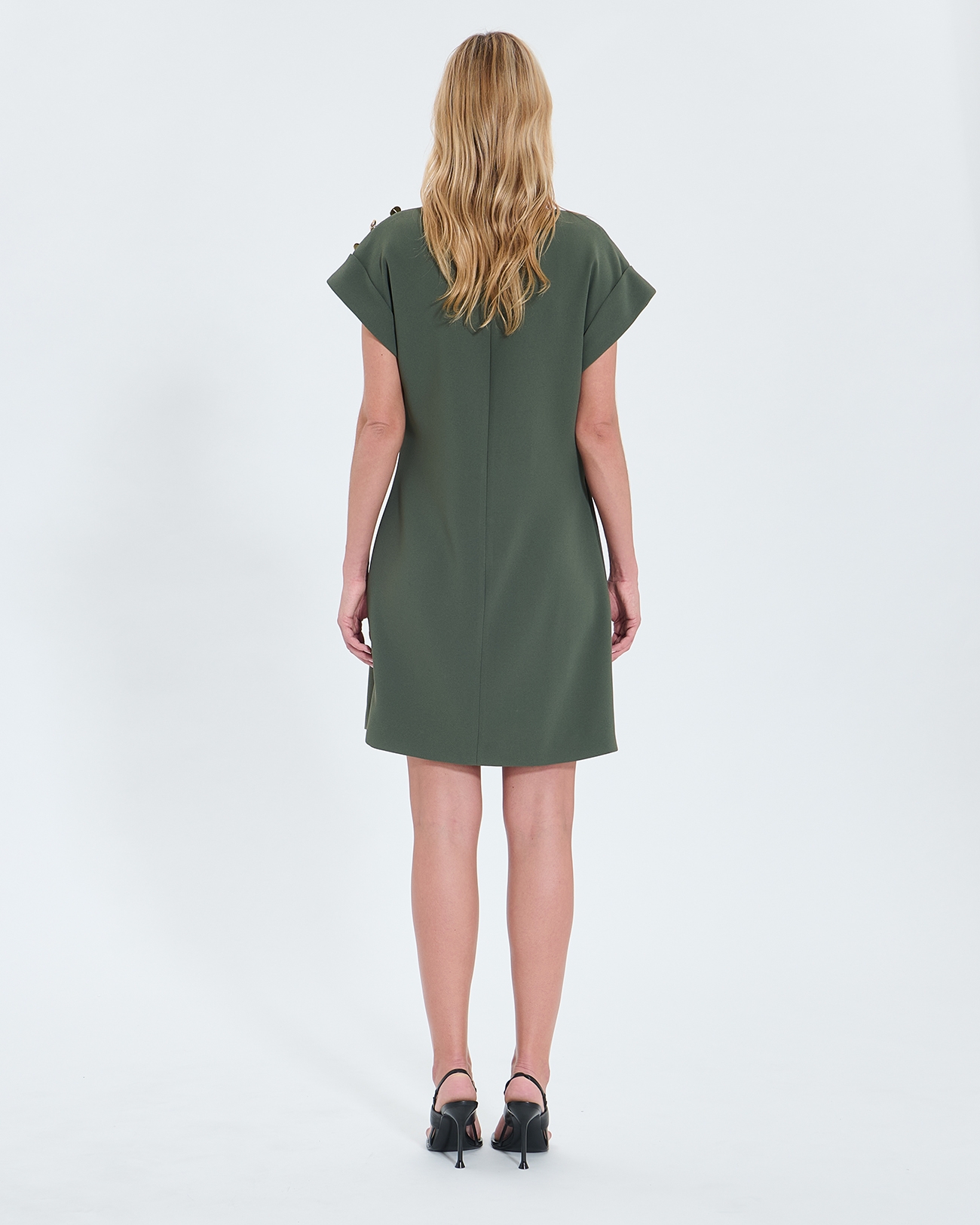Robe Rehina Robe courte en cr&ecirc;pe kaki ZAPA