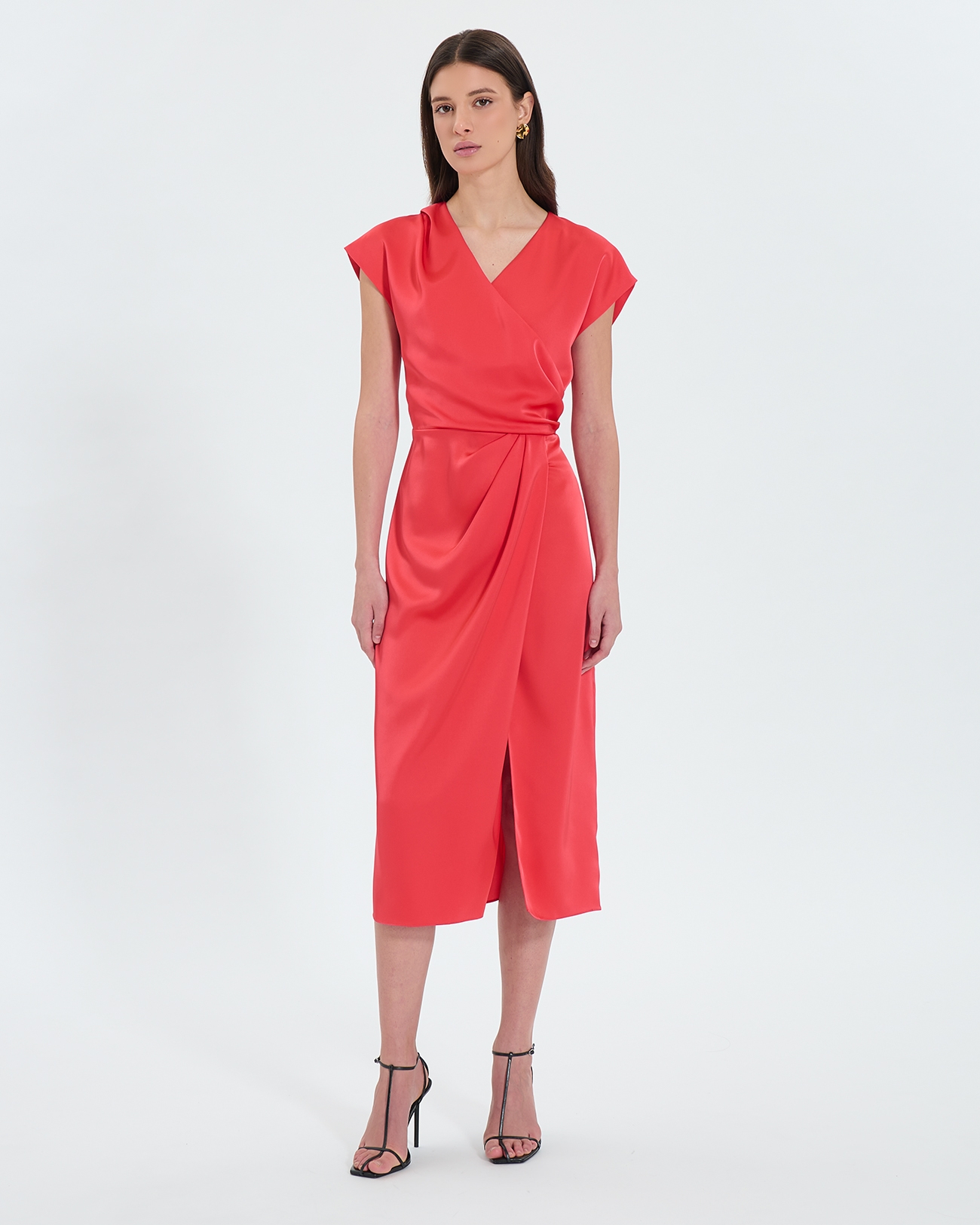 Robe Rang Robe satin&eacute;e corail ZAPA