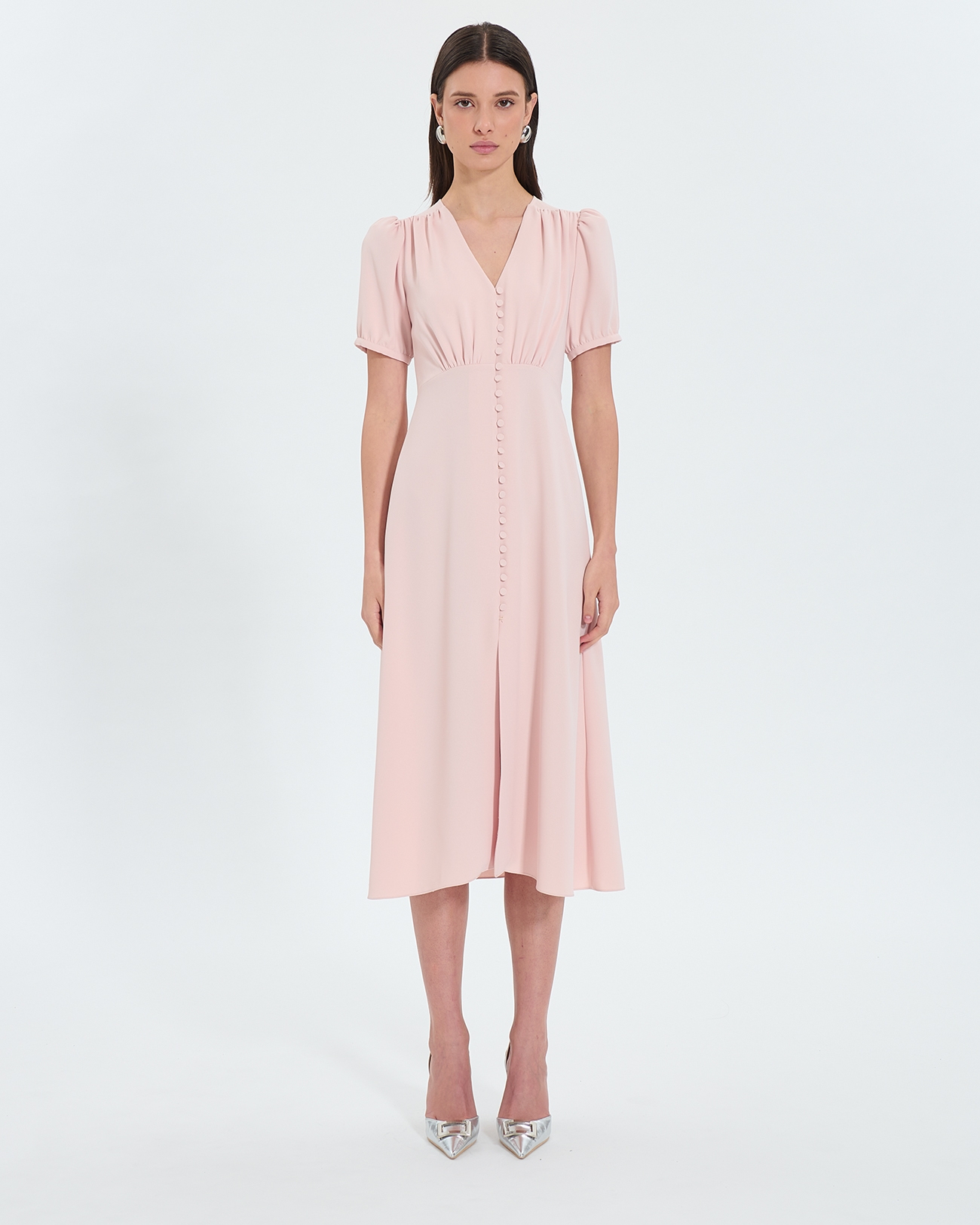 Robe Romarine Robe midi en cr&ecirc;pe nude ZAPA