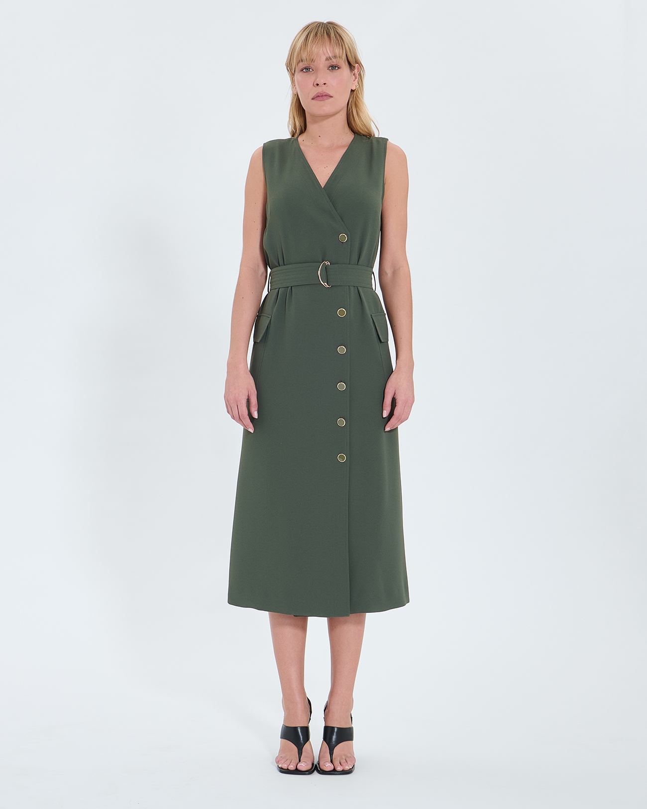 Robe Rumi Robe longue en cr&ecirc;pe kaki ZAPA