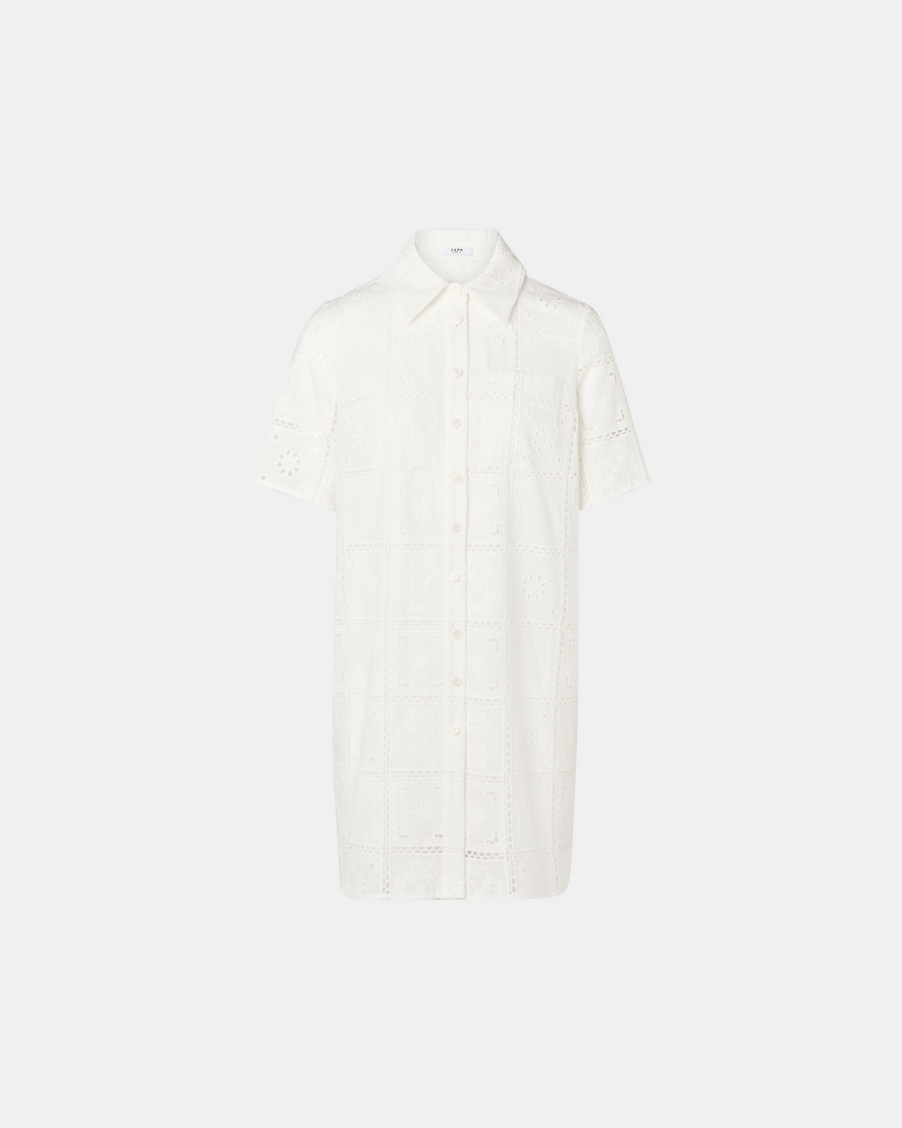 Robe Relina Robe mi longue &agrave; broderie anglaise &eacute;crue ZAPA