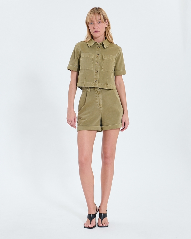 Chemise Cyrille Chemise droite en jean kaki ZAPA