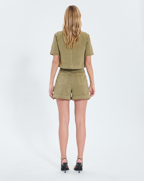Chemise Cyrille Chemise droite en jean kaki ZAPA