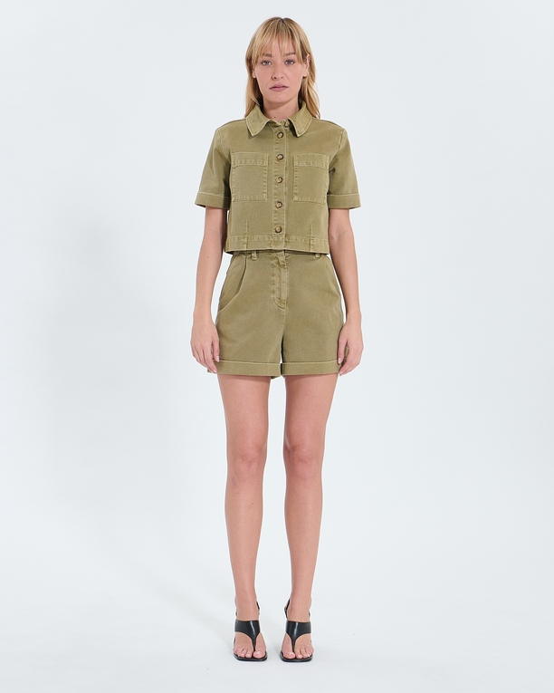 Chemise Cyrille Chemise droite en jean kaki ZAPA
