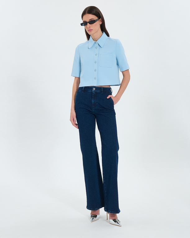 Chemise Celina Chemise courte en crêpe bleu ciel ZAPA