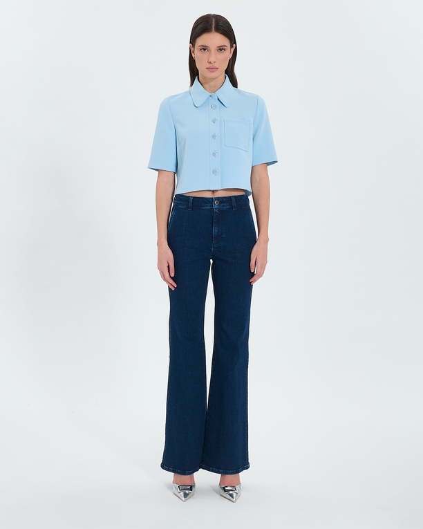 Chemise Celina Chemise courte en crêpe bleu ciel ZAPA