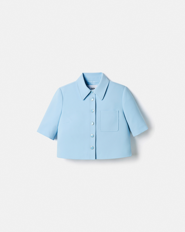 Chemise Celina Chemise courte en crêpe bleu ciel ZAPA