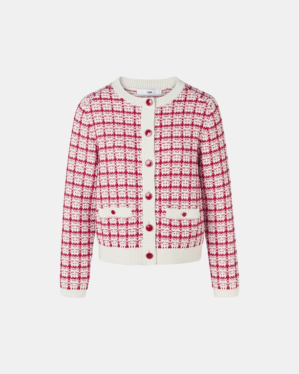 Gilet Gates Gilet façon tweed bicolore rouge écru ZAPA