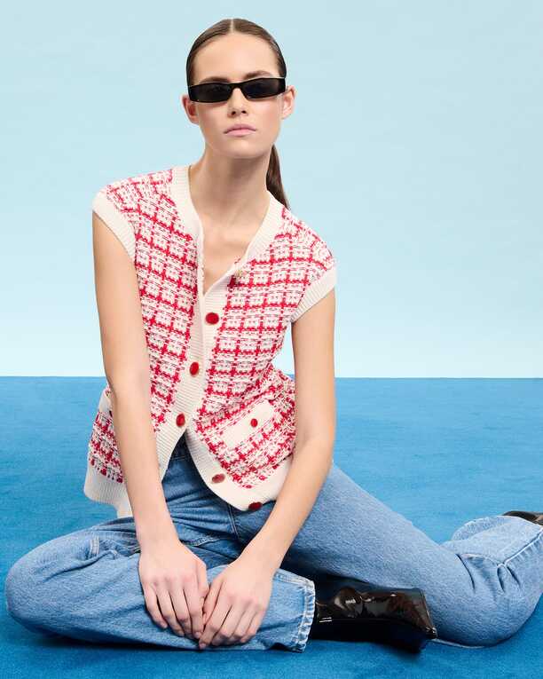 Pull Gareth Gilet sans manches façon tweed bicolore ZAPA