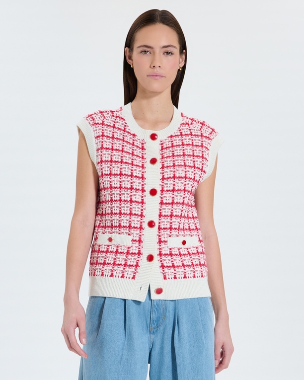 Pull Gareth Gilet sans manches façon tweed bicolore ZAPA