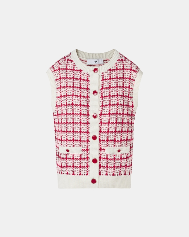 Pull Gareth Gilet sans manches façon tweed bicolore ZAPA