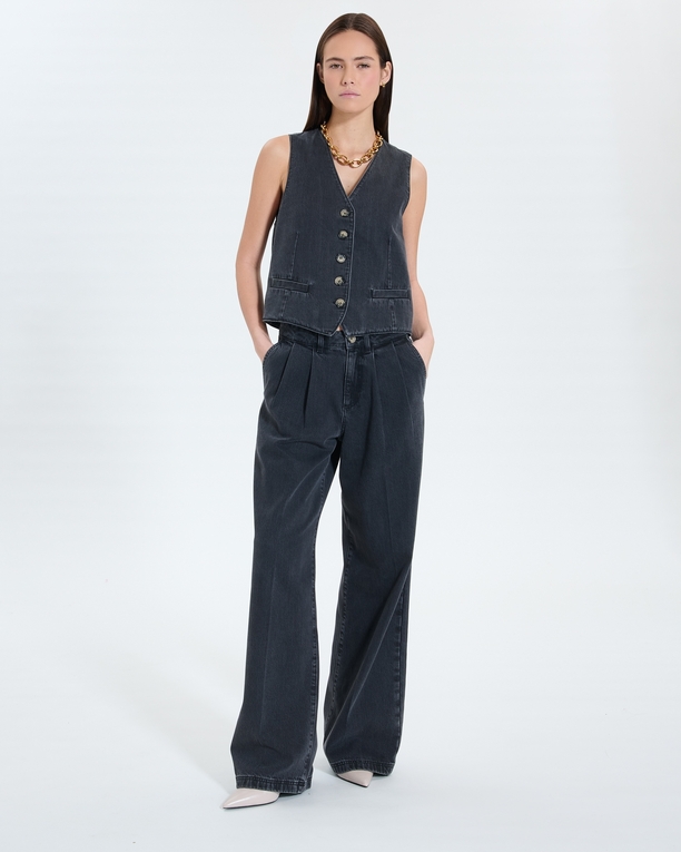 Gilet Gianno Gilet sans manches en jean noir ZAPA