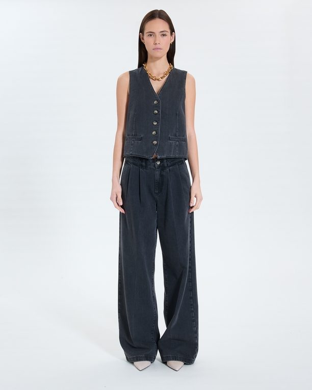 Gilet Gianno Gilet sans manches en jean noir ZAPA