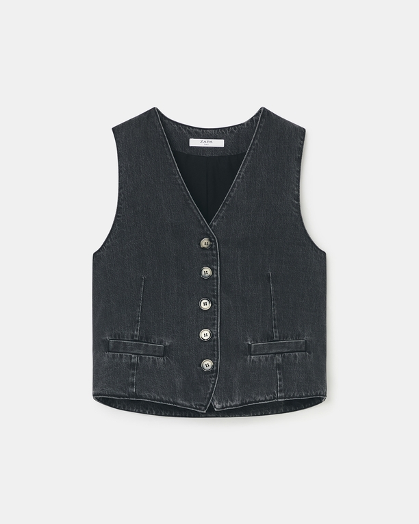 Gilet Gianno Gilet sans manches en jean noir ZAPA