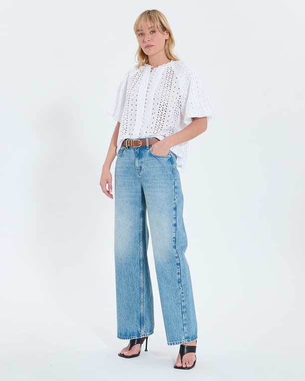 Chemise Bamako Chemisier en broderie anglaise écru ZAPA
