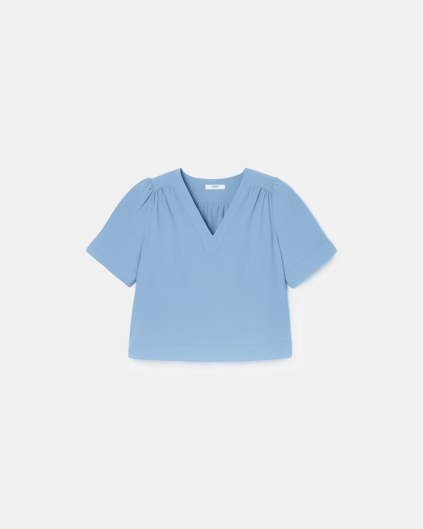 Top Tahiel Top fluide écru bleu ZAPA