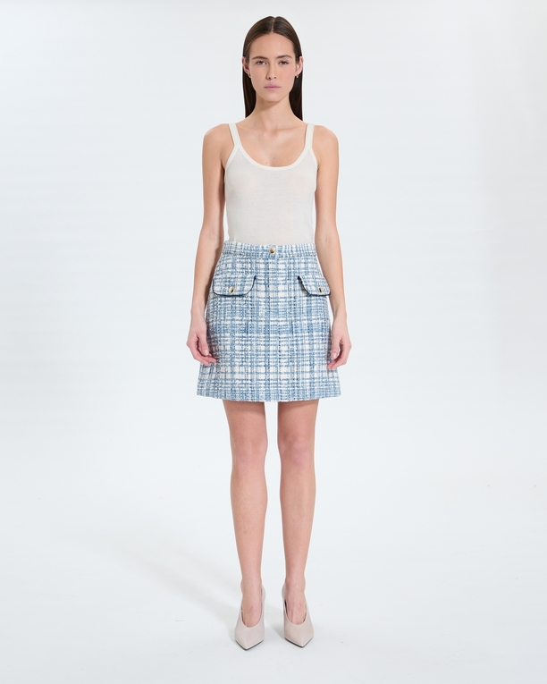 Jupe Juro Jupe courte style tweed bleue ZAPA