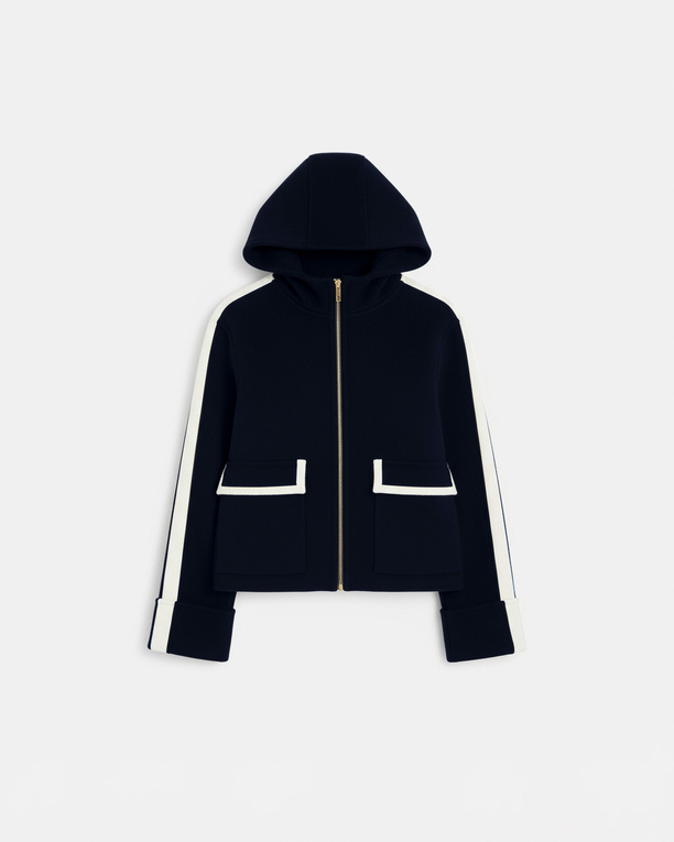 Manteau Marja Manteau en laine bicolore nocturne contour cuir ZAPA