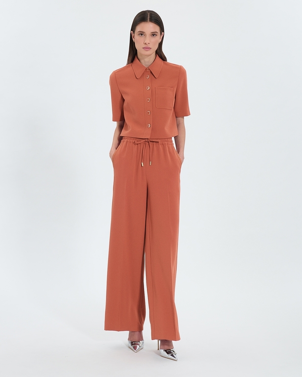 Pantalon Piela Pantalon ample en crêpe brique ZAPA