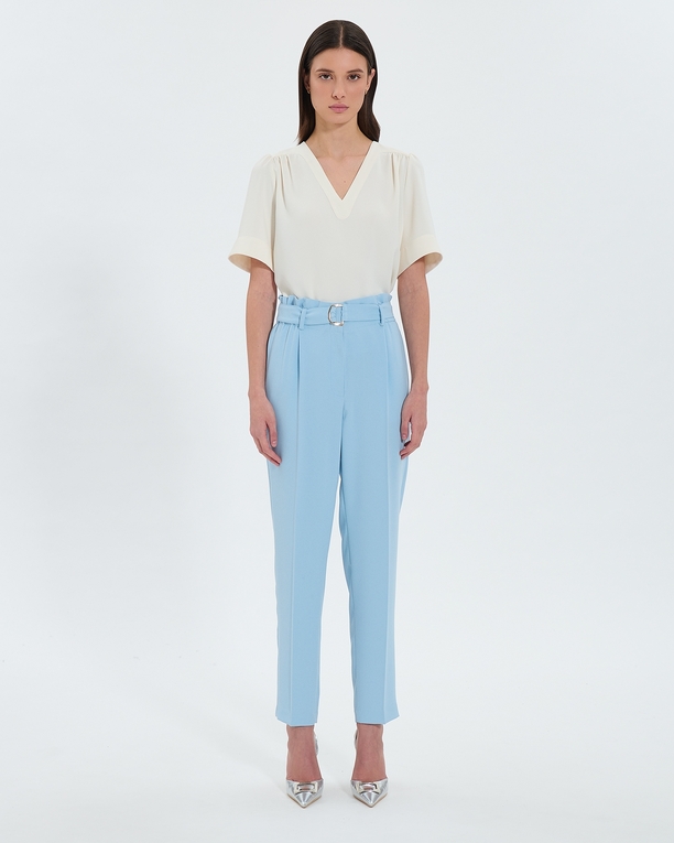 Pantalon Patricia Pantalon cigarette en crêpe bleu ZAPA