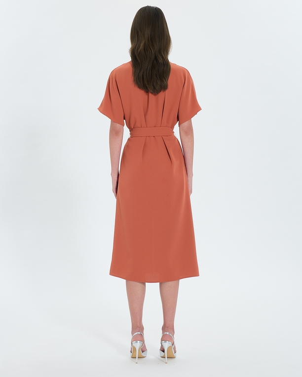 Robe Rafaelle Robe fluide en crêpe brique ZAPA