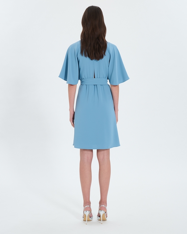 Robe Russel Robe portefeuille en crêpe bleue ZAPA