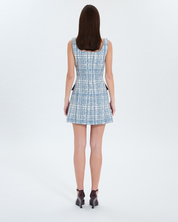 Robe Rea Robe courte en tweed bleue ZAPA