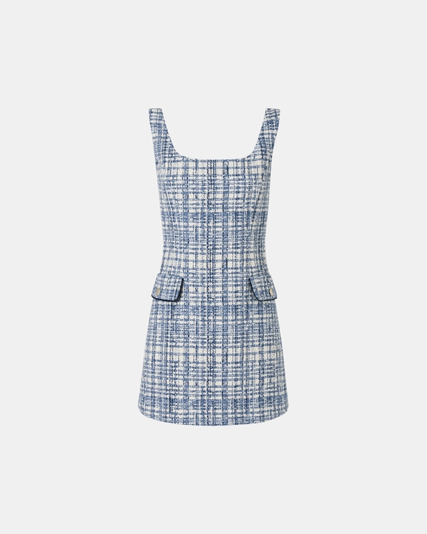 Robe Rea Robe courte en tweed bleue ZAPA