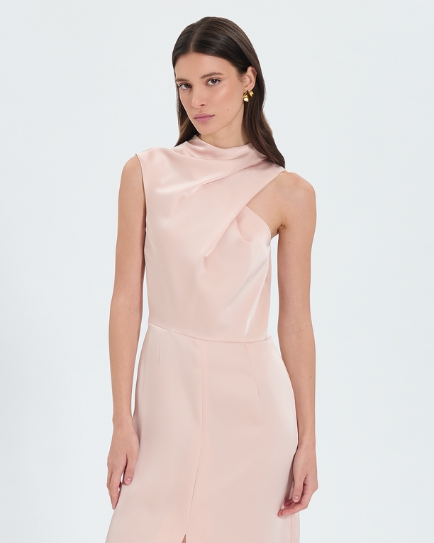 Robe Ryvana Robe asymétrique satinée nude ZAPA