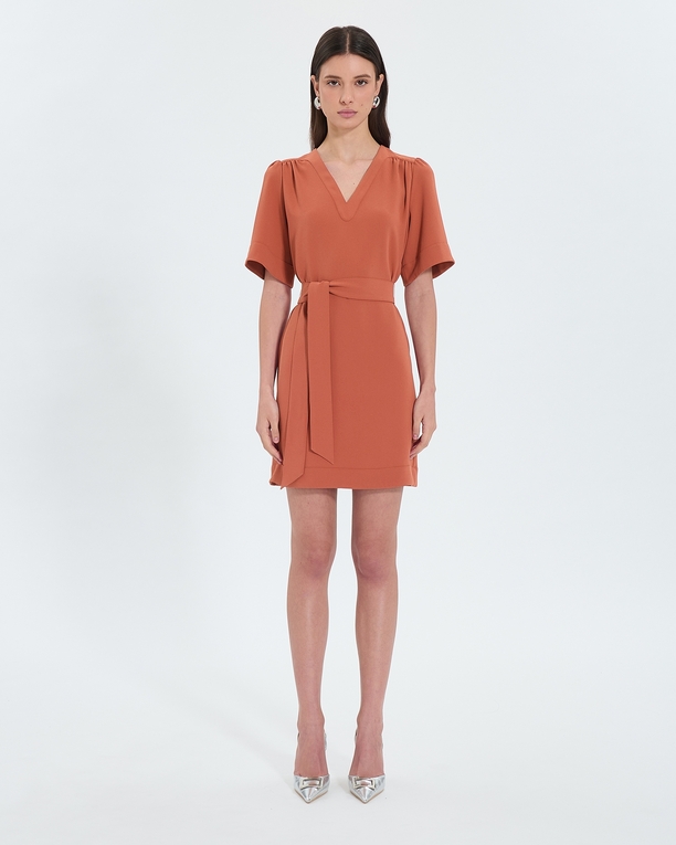 Robe Retie Robe droite en crêpe brique ZAPA