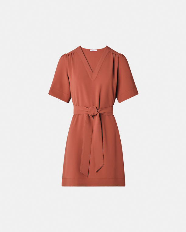 Robe Retie Robe droite en crêpe brique ZAPA