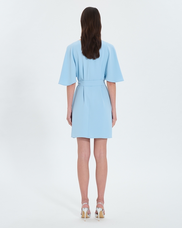 Robe Rubilinda Robe courte en crêpe bleu ciel ZAPA