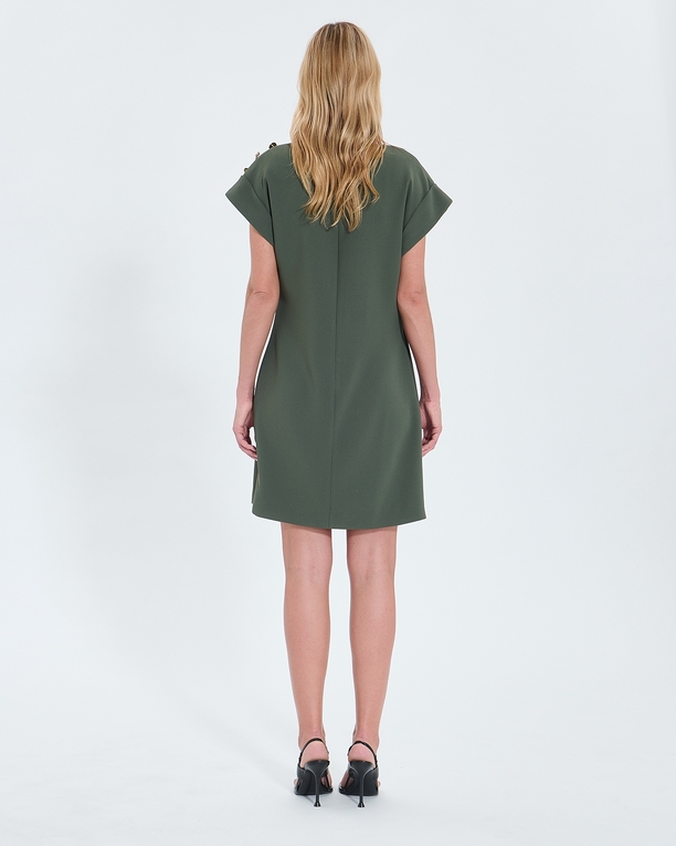 Robe Rehina Robe courte en crêpe kaki ZAPA