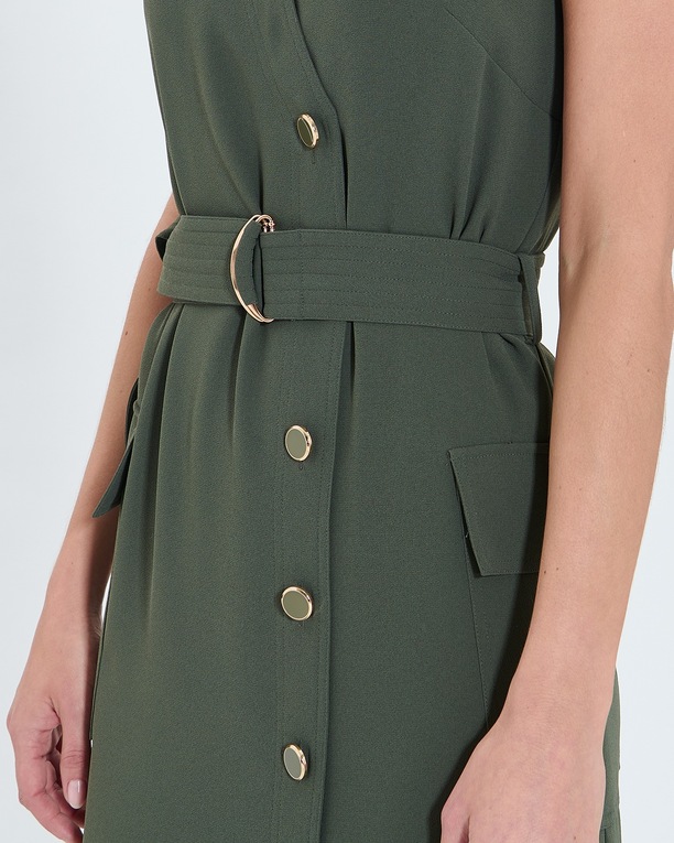 Robe Rumi Robe longue en crêpe kaki ZAPA