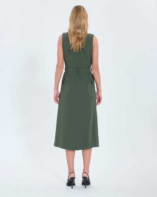 Robe Rumi Robe longue en crêpe kaki ZAPA