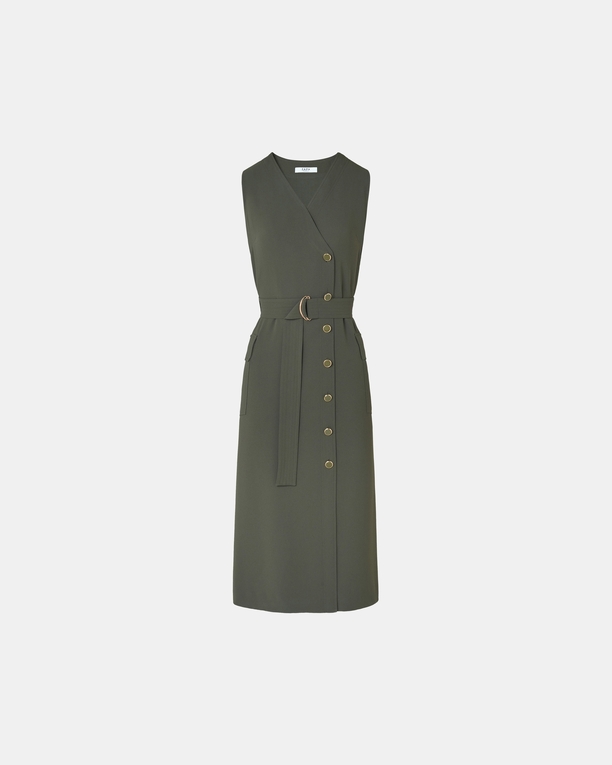 Robe Rumi Robe longue en crêpe kaki ZAPA