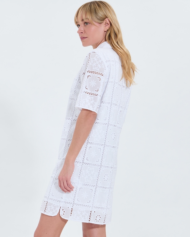 Robe Relina Robe mi longue à broderie anglaise écrue ZAPA