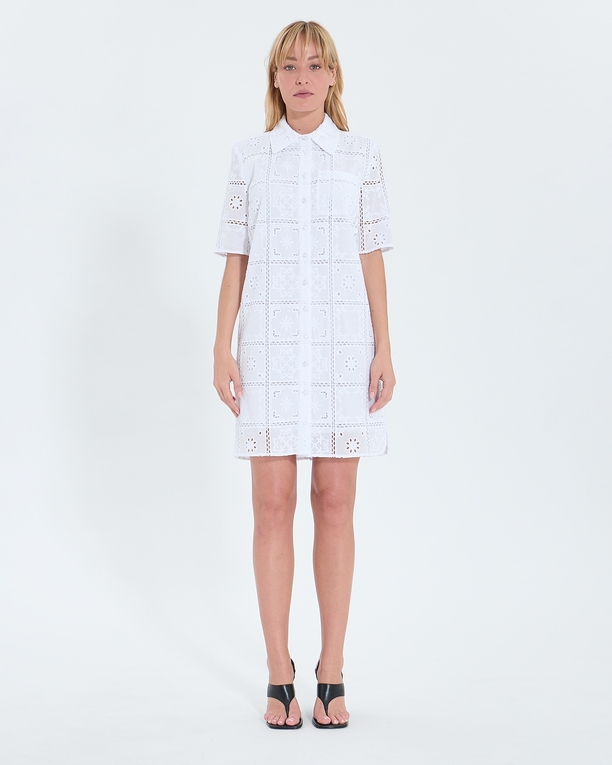 Robe Relina Robe mi longue à broderie anglaise écrue ZAPA