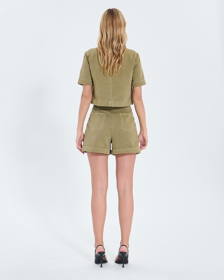 Chemise cyrille chemise droite en jean kaki zapa