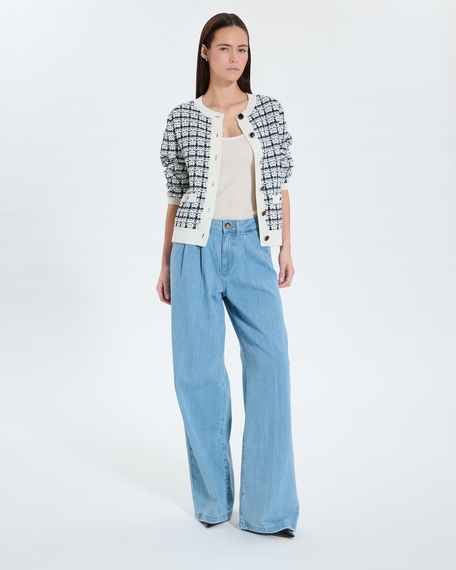 Gilet gates gilet fa&ccedil;on tweed bicolore nocturne &eacute;cru zapa