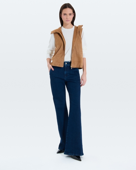 Gilet gelia gilet en su&egrave;de beige zapa