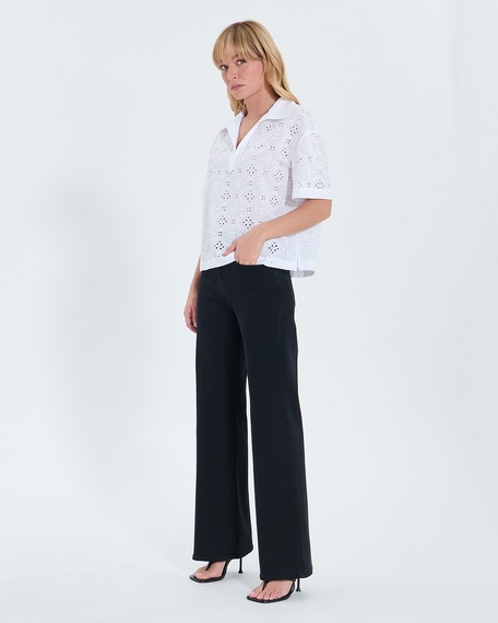 Top teyma top ample en broderie anglaise &eacute;crue zapa