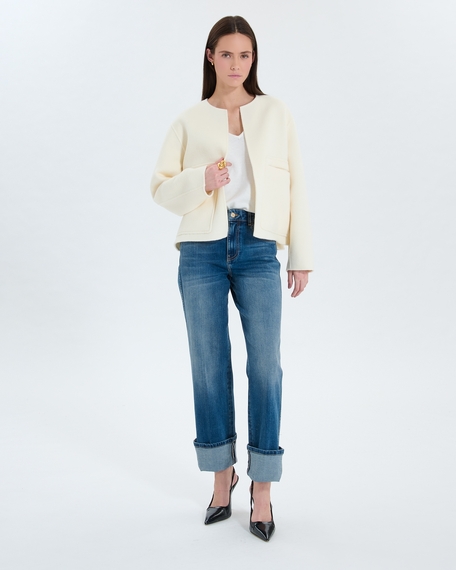 Manteau maloe manteau court double face &eacute;cru zapa