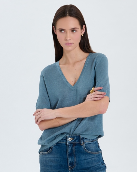 Pull namika pull col v bleu zapa