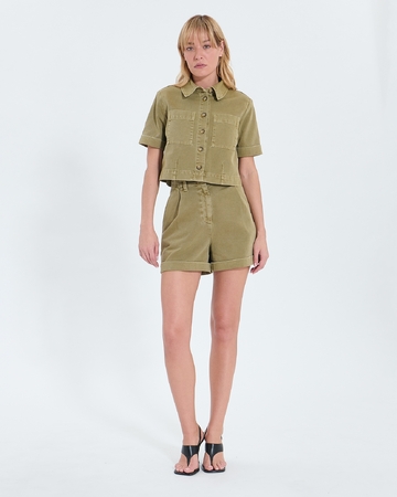 Chemise Cyrille Chemise droite en jean kaki ZAPA