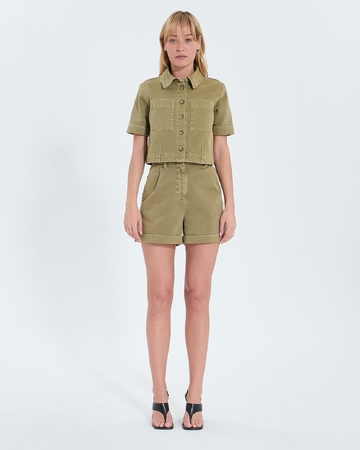 Chemise Cyrille Chemise droite en jean kaki ZAPA